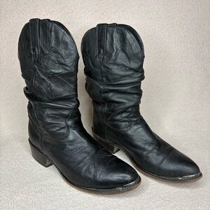 Vintage Durango Leather Western Cowboy Boots Men’s 9.5 Black Slouchy VTG Rodeo
